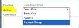 Department Chair action