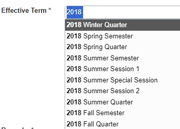 Effective Term drop-down